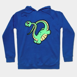 Cute Happy Green diplodocus dinosaur cartoon Hoodie